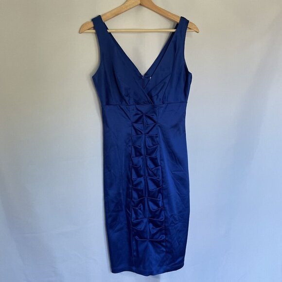 Calvin Klein Dresses & Skirts - Calvin Klein bright royal blue v-neck vintage dress pleats women's size 4